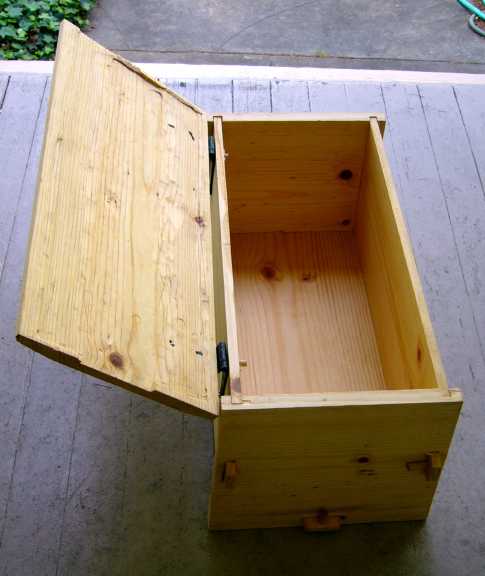 Chest with lid open