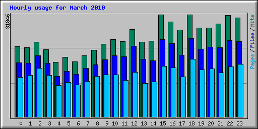 Hourly usage for March 2010